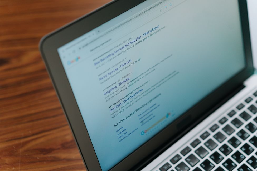 Browser based Usenet search Laptop showing search results in a web browser