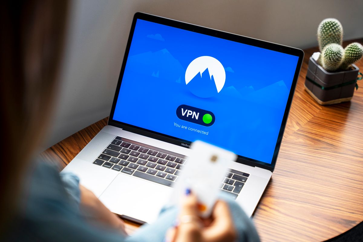 Laptop showing NordVPN connected, the VPN we recommend instead of EarthVPN